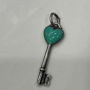 Tiffany & Co. Silver and Turquoise Heart Key Pendant!